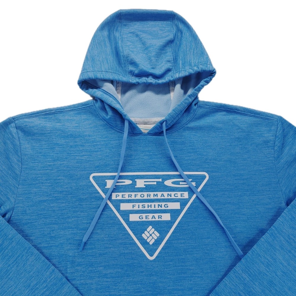 Columbia PFG Women Sweatshirt Blue Hoodie Logo Pullover Fleece Size L